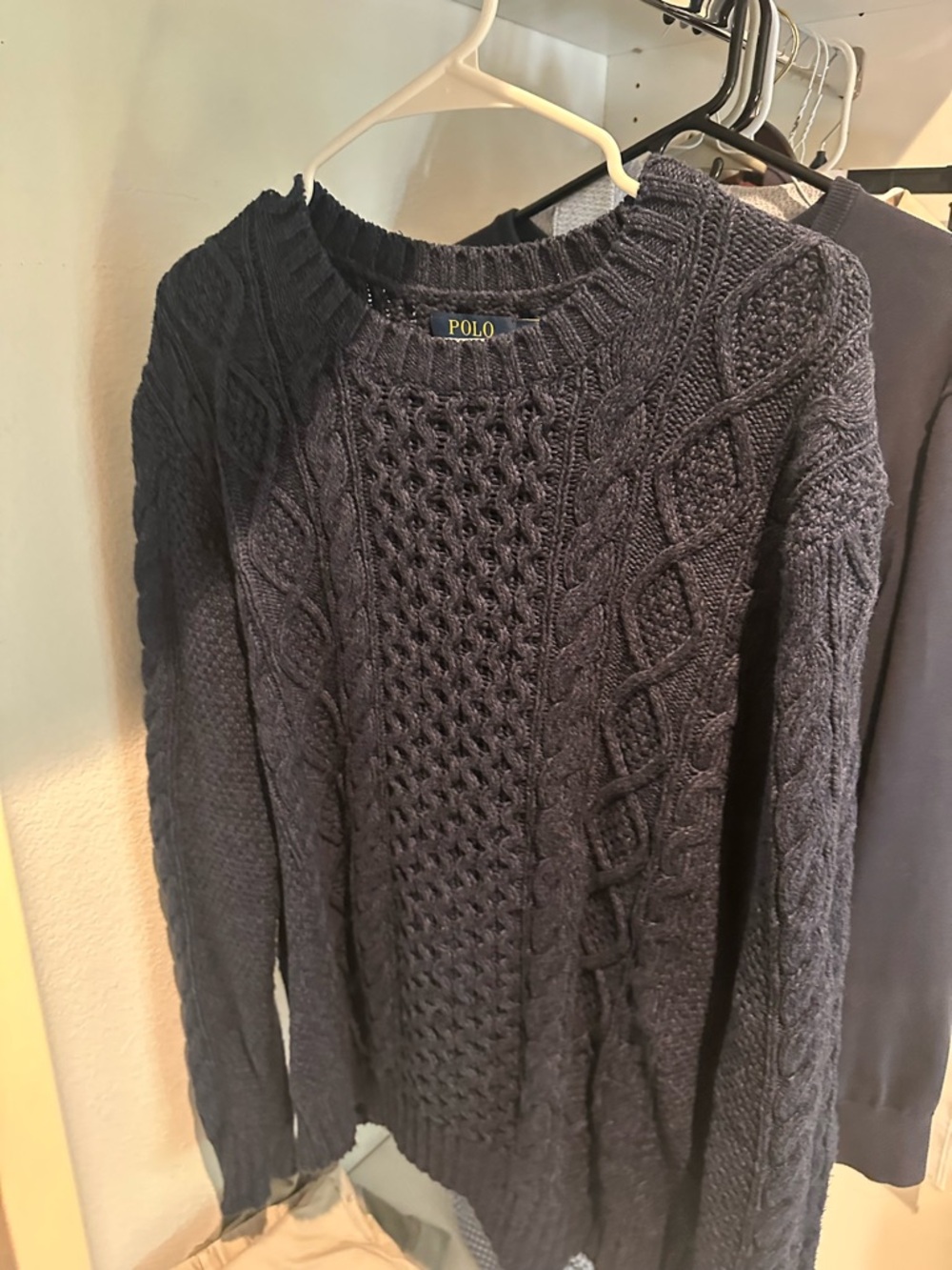 Ralph Lauren Navy Cable-Knit Crewneck Sweater - Men